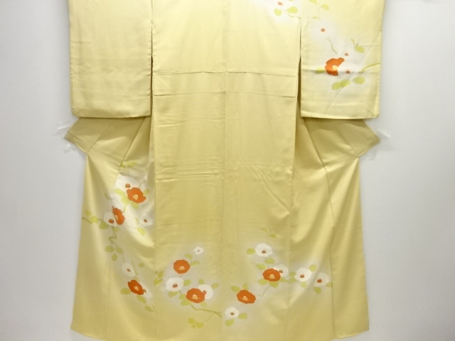 JAPANESE KIMONO / HOMONGI / EMBROIDERY / CAMELLIA